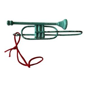 Blue Metal Trumpet Christmas Ornament Handmade